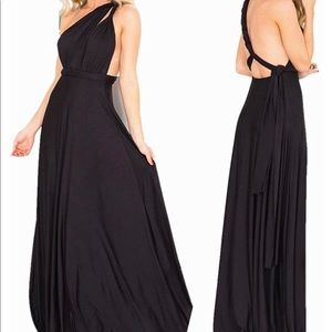Convertible Multi Wrap Maxi Dress in Black Size S